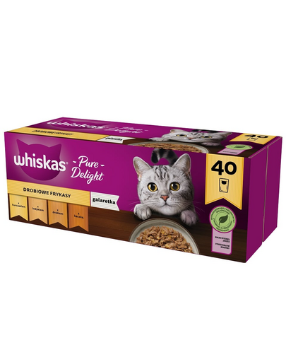 WHISKAS Adult 40x85g Baromfi ízek - macskaeledel zselében (csirkével, kacsával, baromfival, pulykával)