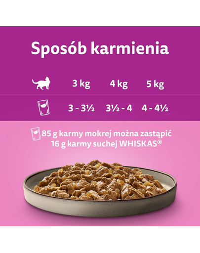 WHISKAS Adult 40x85g Baromfi ízek - macskaeledel zselében (csirkével, kacsával, baromfival, pulykával)