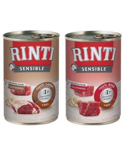 RINTI Sensible Marhahús rizzsel 6x400 g + Bárányhús rizzsel 6x400 g