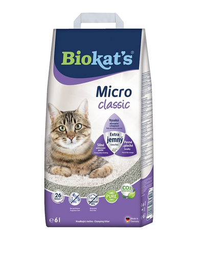 BIOKAT'S Micro Classic 6 l Nagyon finom bentonit alom macskáknak