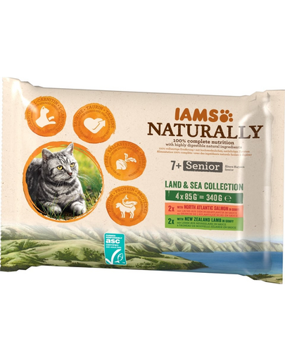 IAMS Naturally Senior Land & sea collection 4 x 85 g