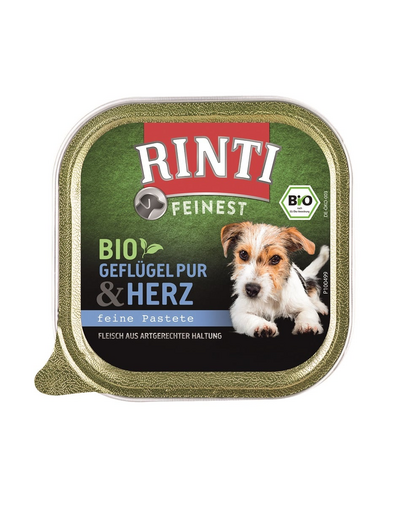 RINTI Feinest Bio Poultry Pure&Poultry hearts baromfi és baromfiszív 150 g