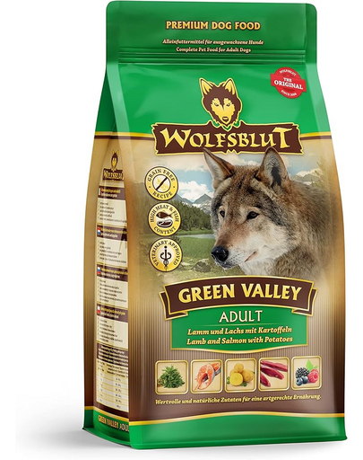 WOLFSBLUT Green Valley Adult száraz kutyatáp bárányhússal, lazaccal és zöldségekkel 12,5 kg