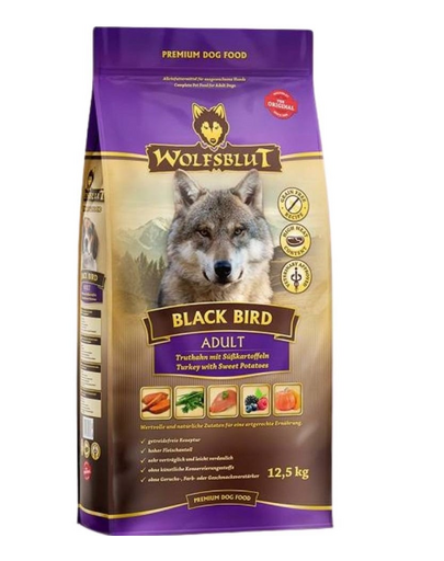 WOLFSBLUT Black Bird Adult száraz kutyatáp pulykával és édesburgonyával 12,5 kg
