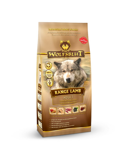 WOLFSBLUT Range Lamb Adult száraz kutyaeledel bárányhússal és barna rizzsel 12,5 kg