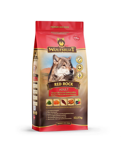 WOLFSBLUT Red Rock Adult nagytestű kölyökkutyák szárazeledele kacsával 12,5 kg