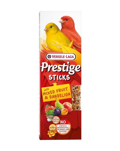 VERSELE-LAGA Prestige Sticks 2 flakonok vegyes gyümölccsel és pitypanggal kanáriknak 60g