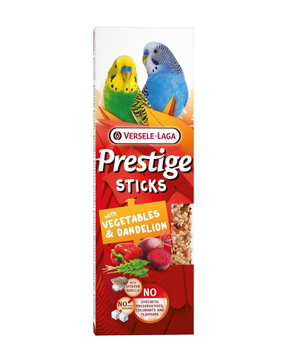 VERSELE-LAGA Prestige Sticks – 2 zöldséges és gyermekláncfűves rúd kis papagájoknak, 60 g