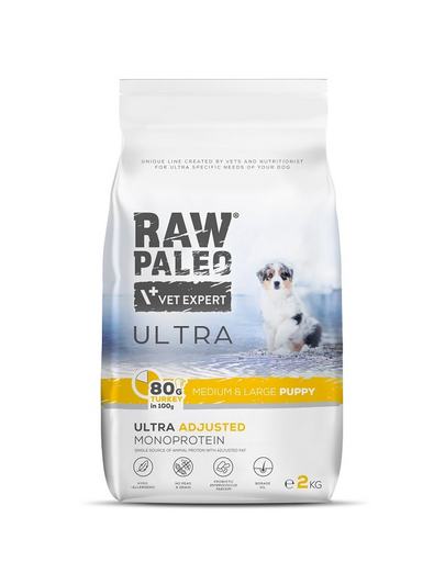 VET EXPERT RAW PALEO Ultra Turkey Medium&Large Puppy 2kg közepes és nagytestű kölyökkutyáknak pulyka