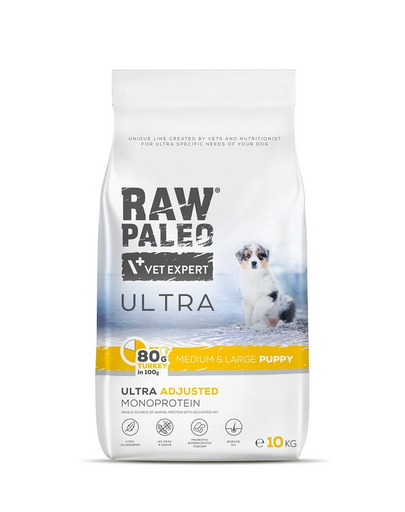 VET EXPERT RAW PALEO Ultra Turkey Medium&Large Puppy 10kg közepes és nagytestű kölyökkutyáknak pulyka