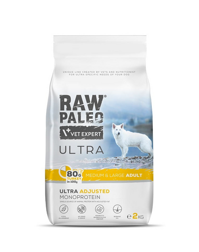 VET EXPERT RAW PALEO Ultra Turkey Medium&Large Adult 2kg közepes és nagytestű kutyáknak pulyka