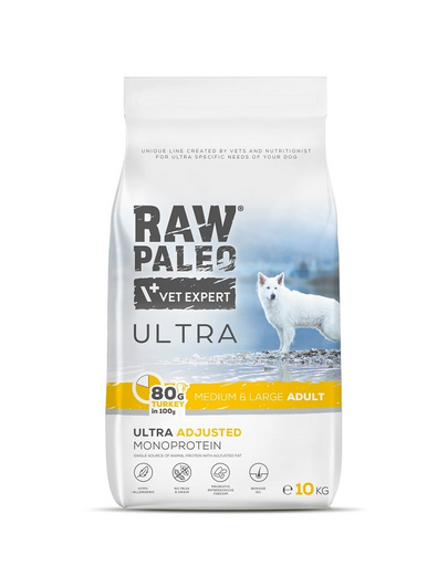 VET EXPERT RAW PALEO Ultra Turkey Medium&Large Adult 10kg közepes és nagytestű kutyáknak pulyka