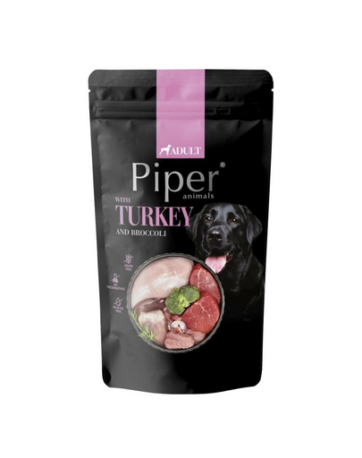 PIPER pulykával és brokkolival tasakokban 500g nedves kutyaeledel 500g-os kiszerelésben