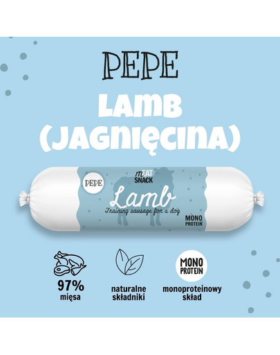 PAKA ZWIERZAKA PEPE Meat Snack Báránykolbász kutyáknak 200g