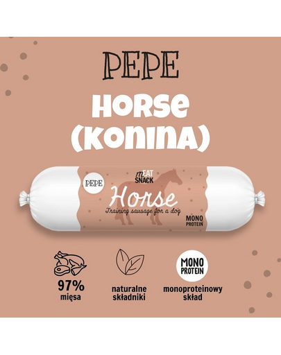 PAKA ZWIERZAKA PEPE Meat Snack Lóhúskolbász kutyáknak 200g