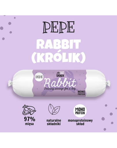 PAKA ZWIERZAKA PEPE Meat Snack Nyúl kolbász kutyáknak 200g