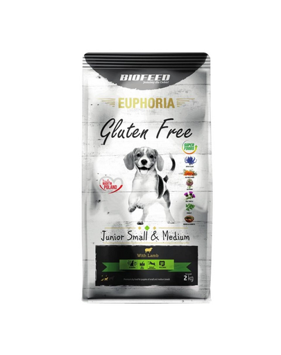 BIOFEED EUPHORIA Gluten Free Bárányhússal kis és közepes méretű kölyökkutyáknak 2 kg