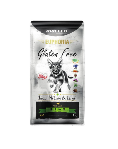 BIOFEED EUPHORIA Gluten Free Bárányhússal közepes és nagytestű kölyökkutyáknak 2 kg
