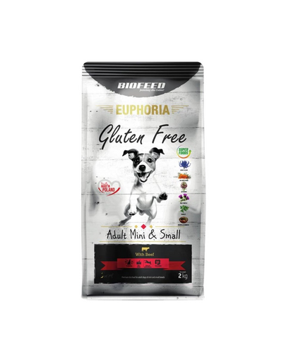 BIOFEED EUPHORIA Gluten Free Marhahússal mini és kisméretű kölyökkutyáknak 2 kg