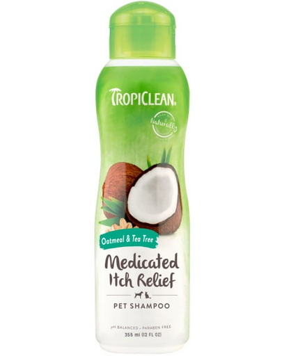 TROPICLEAN Oatmeal Tea Tree Medicated Itch Relief Shampoo 355ml nyugtató sampon kutyák és macskák viszkető bőrére