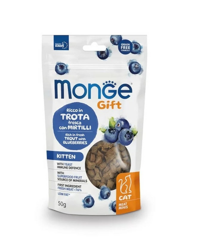 MONGE Kitten With yeast immune defense Pisztráng áfonyával 50 g