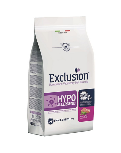 EXCLUSION Hipoallergén kis fajtáknak sertéshússal kis fajtáknak 2 kg