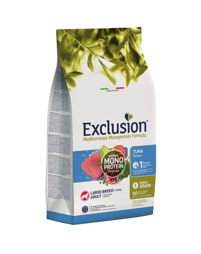EXCLUSION MonoProtein Noble Grain large breed dogs nagytestű tonhalas kutyaeledel 12 kg