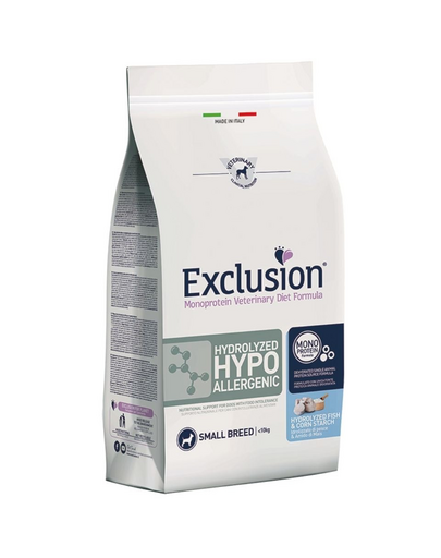 EXCLUSION hidrolizált hipoallergén kis fajtájú kutyatáp hallal 2 kg