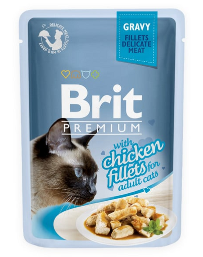 BRIT Premium Cat Fillets in Gravy csirkés nedves eledel macskáknak 24x85g