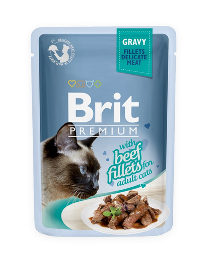 BRIT Premium Cat Fillets in Gravy nedves macskaeledel marhahússal 24x85g