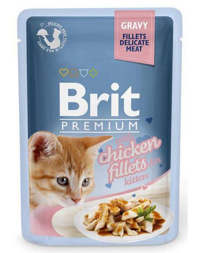 BRIT Premium Cat Fillets in Gravy Kitten csirkés nedves eledel cicáknak 24x85g