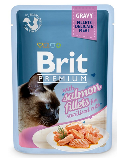 BRIT Premium Cat Delicate fillets in gravy lazacos mártással sterilizált macskáknak 24x85g