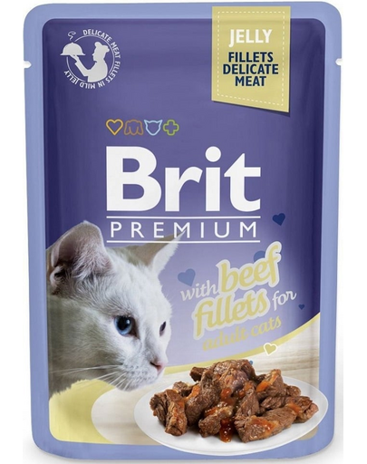 BRIT Premium Cat Delicate fillets in jelly macskáknak szánt marhahússal 24x85g