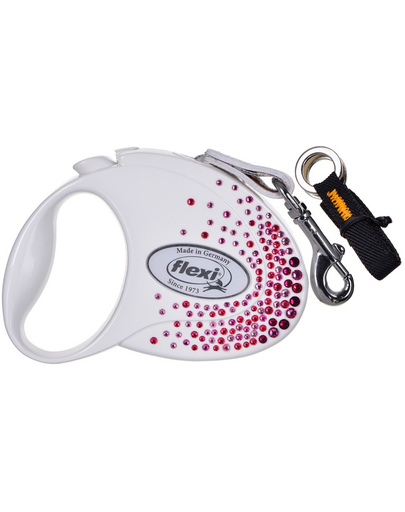 FLEXI automata kutyapóráz Glam Splash Pink S szalag 3m fehér