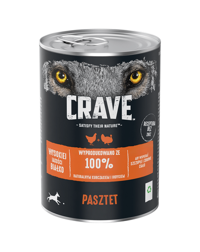 CRAVE can 400g - csirke és pulyka pástétom teljes értékű gabonamentes nedves eledel felnőtt macskáknak