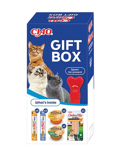 INABA Cat Ciao GIFTBOX Karácsonyi ajándék macskádnak 13 snack + kanál