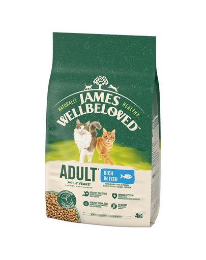 JAMES WELLBELOVED Adult 4 kg halban gazdag száraz teljes értékű eledel felnőtt macskáknak 1-7 éves korig