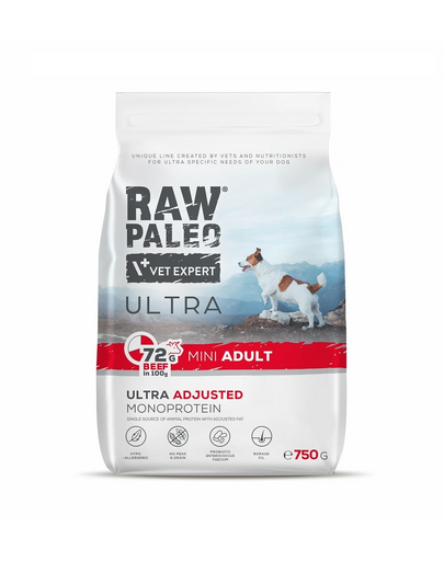 VET EXPERT RAW PALEO Ultra Beef Mini Adult 750g kis termetű felnőtt kutyáknak marhahús