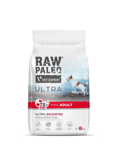 VET EXPERT RAW PALEO Ultra Beef Mini Adult 8kg kis fajtájú felnőtt kutyáknak marhahús