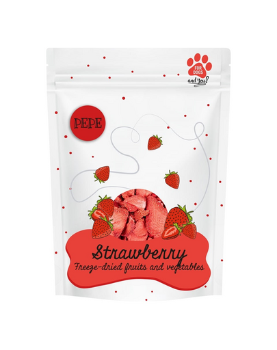 PAKA ZWIERZAKA PEPE Freeze-dried fagyasztva szárított gyümölcs eper kutyáknak 20 g