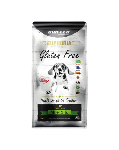 BIOFEED EUPHORIA Gluten Free Bárányhússal kis és közepes méretű kutyáknak 2 kg