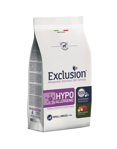 EXCLUSION Hipoallergén kis fajtájú kutyatáp lóhússal és burgonyával 2 kg