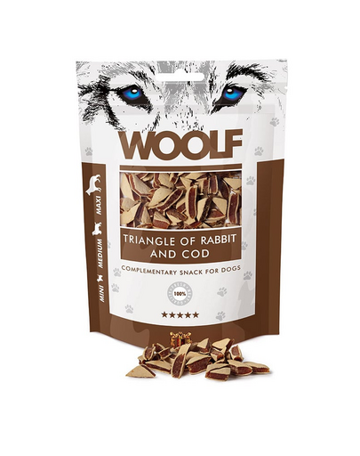 WOOLF Rabbit And Cod Triangle Háromszögek bárányhússal és tőkehallal 100g
