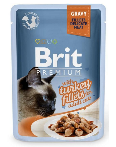 BRIT Premium Cat Fillets in Gravy pulyka nedves eledel macskáknak 24x85g