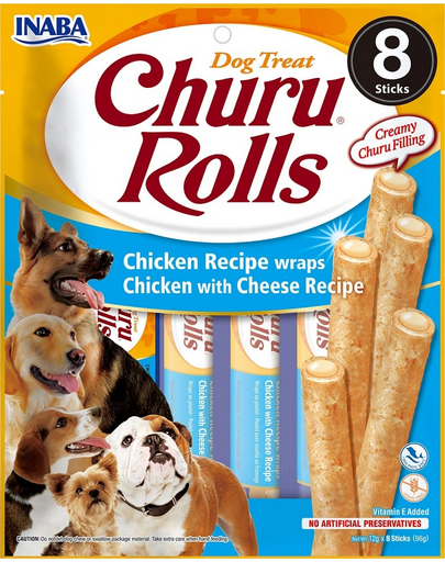 INABA Churu Rolls Chicken 8x12g csirke- és sajtos wrapok kutyáknak