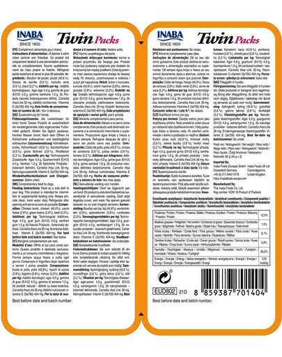 INABA Dog Twin Csirke, zöldség és marhahús húsleves kutyáknak 2x40 g