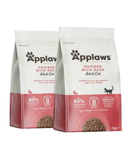 APPLAWS Dry cat Adult Csirke és kacsa 15 kg (2 x 7,5 kg)