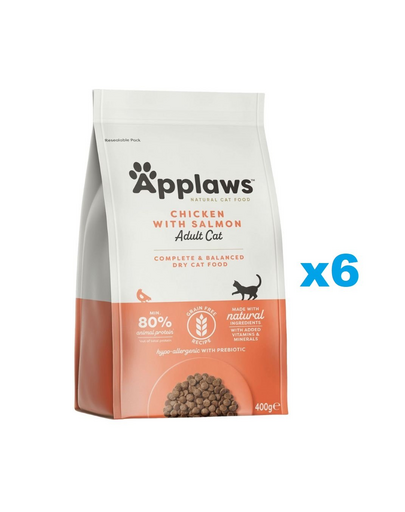 APPLAWS Cat Adult Chicken and Extra Salmon 2,4 kg (6x400g) csirke lazaccal macskáknak