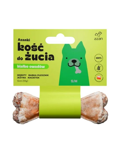 AZANKI Kutyának szánt csont rovarokkal és szederrel S/M 12cm