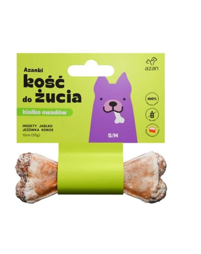 AZANKI Kutyának szánt csont rovarokkal és kókuszdióval S/M 12cm